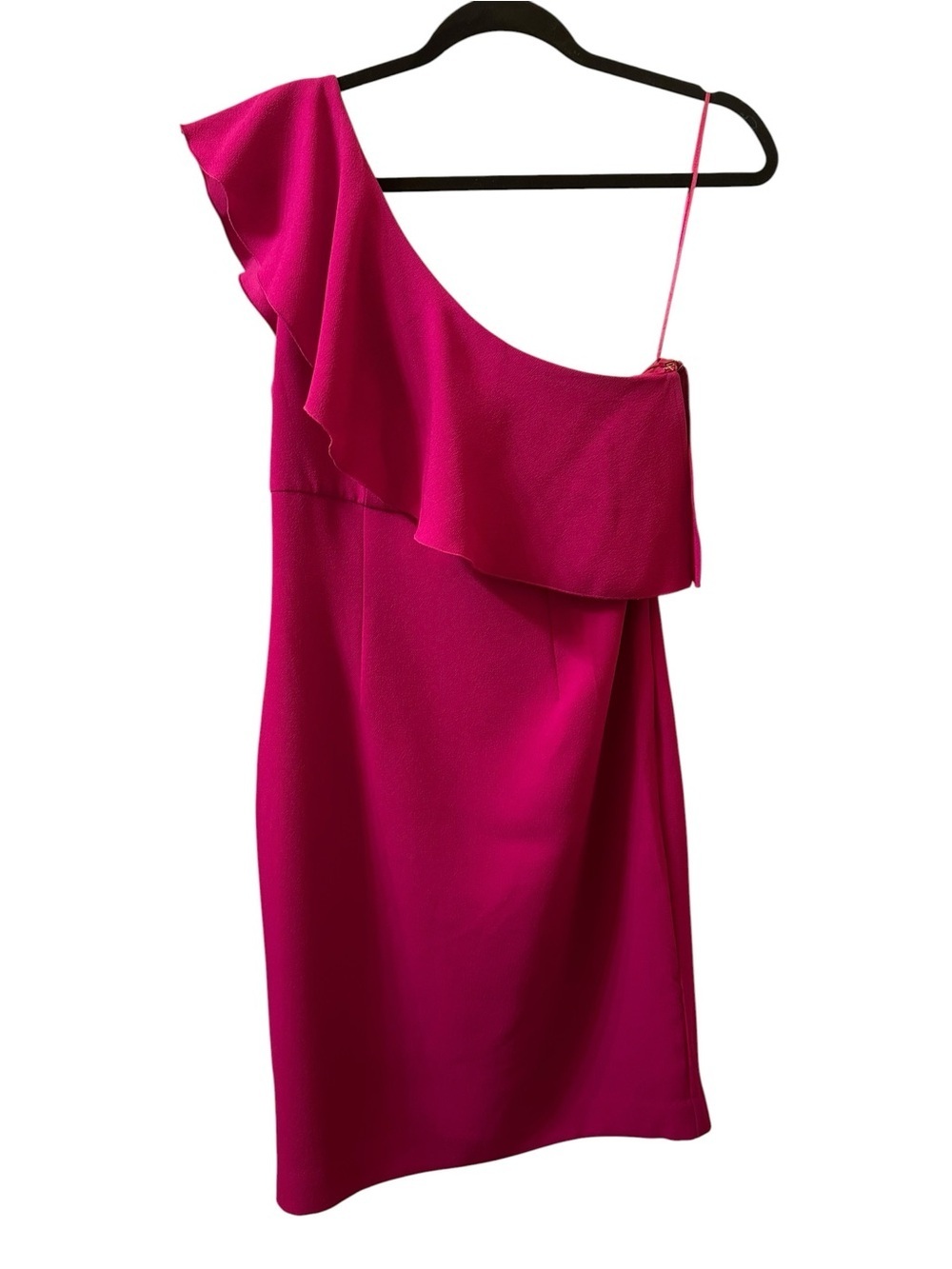 Trina Turk One-Shoulder Ruffle Dress in Vibrant Pink size 4